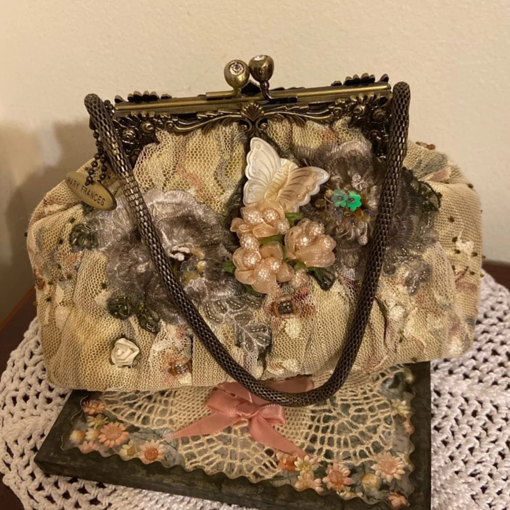 Mary Frances mother of pearl butterfly purse